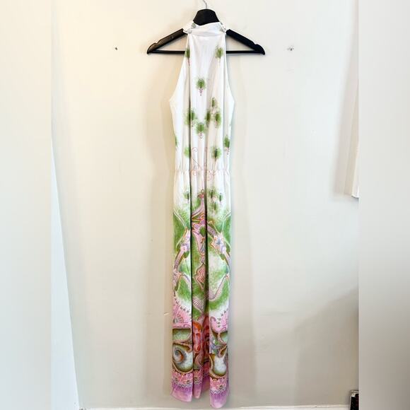 Vintage maxi dress sleeveless printed 60s 70s boho abstract one of a kind unique - Picture 5 of 11